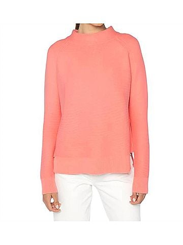 Kinross Garter Funnel Sweater in Coral (view 2)