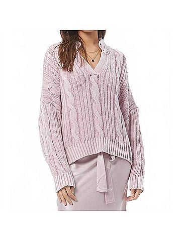 Young Fabulous & Broke Women's Auckland V-Neck Sweater in Antique Violet Mineral (view 2)