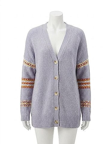 Smartwool Women's Cozy Lodge Merino Wool Boyfriend Cardigan in Purple Eclipse Heather (view 1)