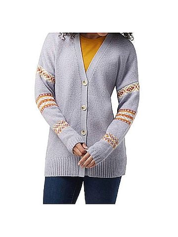 Smartwool Women's Cozy Lodge Merino Wool Boyfriend Cardigan in Purple Eclipse Heather (view 2)