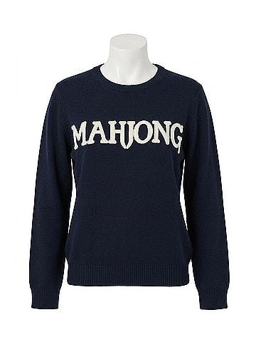 Minnie Rose Mahjong Embroidered Sweater in Navy (view 1)