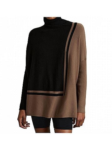 Reiss Sophia Colorblock Roll Neck Sweater in Blacktan (view 2)