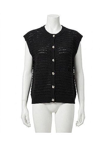 Elan Women's Cap Sleeve Cardigan in Black (view 1)
