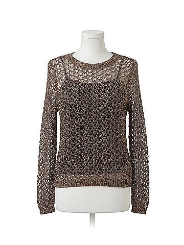 Frank Lyman Design Julieanna Jewel Embellished Open Stitch Pullover in Mocha (view 1)