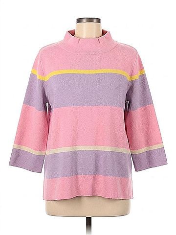 Fate Mock Neck Stripe Sweater in Pink (view 1)