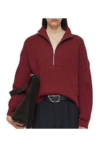 Closed Cropped Troyer Sweater in Jam (view 2)