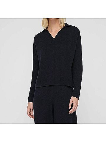 Lafayette 148 New York Split Collar Pullover Sweater in Ink (view 2)