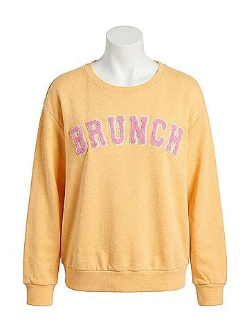 P.J. Salvage Mimosa Me Brunch Crewneck Sweater in Orange (view 1)