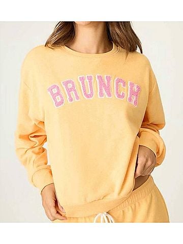 P.J. Salvage Mimosa Me Brunch Crewneck Sweater in Orange (view 2)