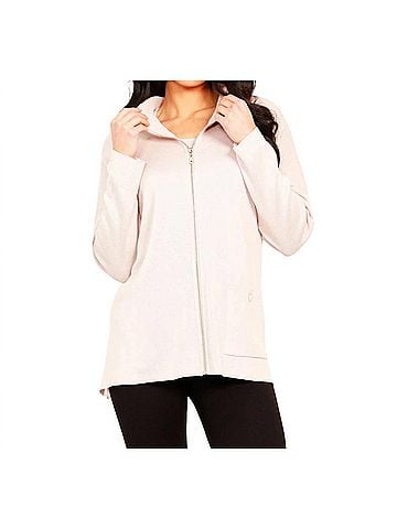 Angel Apparel Zip Up Poncho in Stone (view 2)