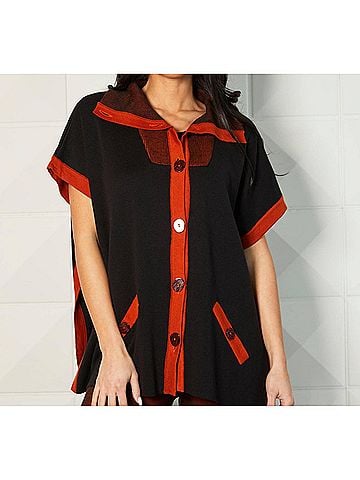 Angel Apparel Button Up Poncho in Rust (view 2)