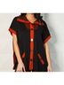 Angel Apparel Solid Red Button Up Poncho in Rust One size - photo 2