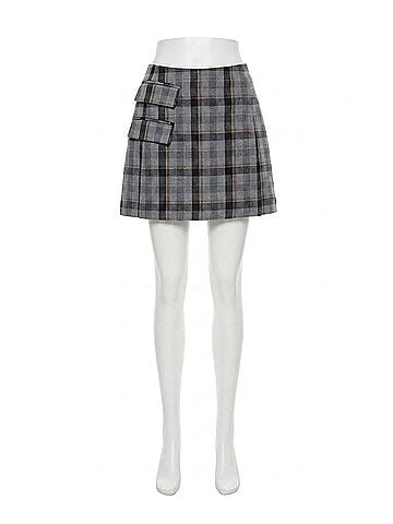 Baum Und Pferdgarten Shanie Mini Skirt in Grey Soft Check (view 1)