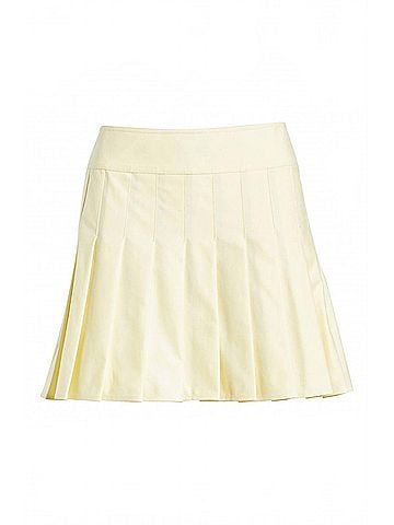 French Connection Sabine Twill Pleated Mini Skirt in Cornsilk Yellow (view 1)