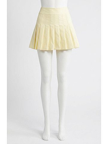 French Connection Sabine Twill Pleated Mini Skirt in Cornsilk Yellow (view 2)