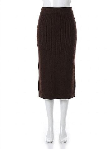 Kinross Rib Skirt in Chocolate (view 1)