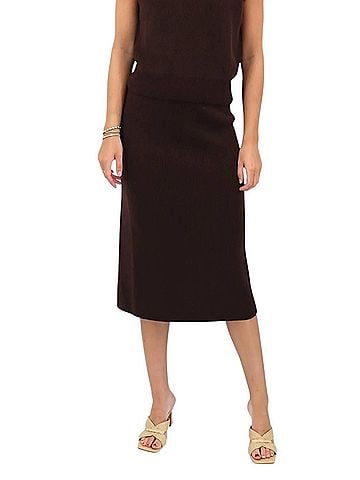 Kinross Rib Skirt in Chocolate (view 2)