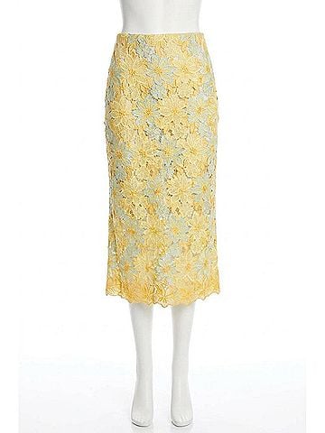 Milly Alani Lace Midi Skirt in Yellow (view 1)