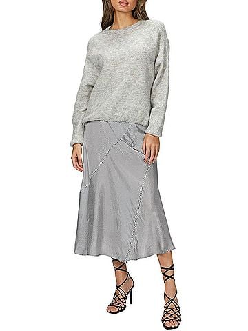 Humanoid Etta Midi Skirt in Fog Stripe (view 2)