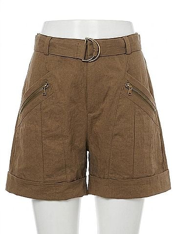 IRO Hano Belted Short in Brown (view 1)