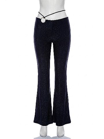 Luli Fama Low Rise Flare Pants in Black (view 1)