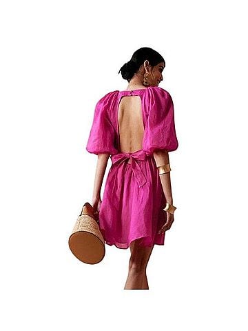 Banana Republic Ramie Open-Back Dress Casual Dress (view 2)