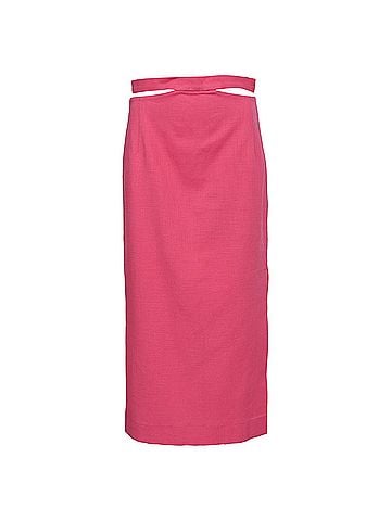 Sandro Sandro Cutout Midi Skirt with Slit in Pink Cotton (view 1)