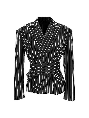 Tod's Tod's Striped Belted Blazer in Black Wool (view 1)