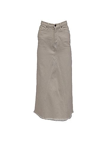 Khaite Khaite Raw-Edge Trim Midi Length Skirt in White Denim (view 1)