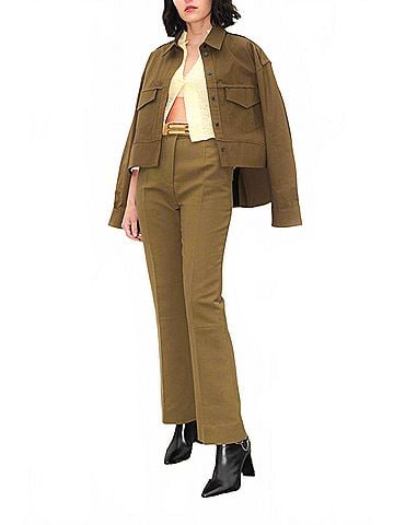 Victoria Beckham Cropped Kick Trouser Pants in Seaweed (view 2)