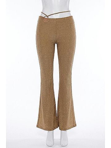 Luli Fama Low Rise Flare Pants in Brown (view 1)