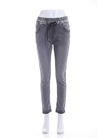 Bianco Denim Jogger Pants in Washed Black (view 1)