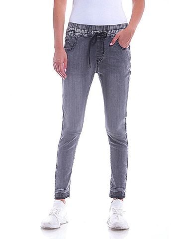 Bianco Denim Jogger Pants in Washed Black (view 2)