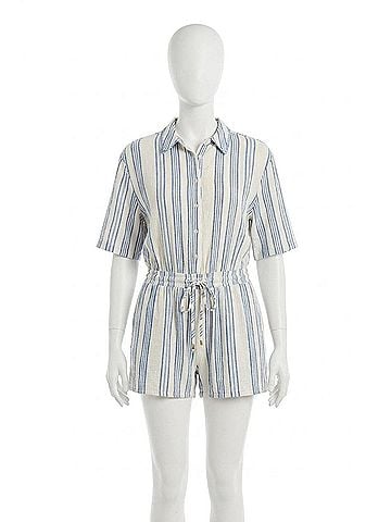Debbie Katz Women's Sachi Romper in Blue, White, Silver (view 1)