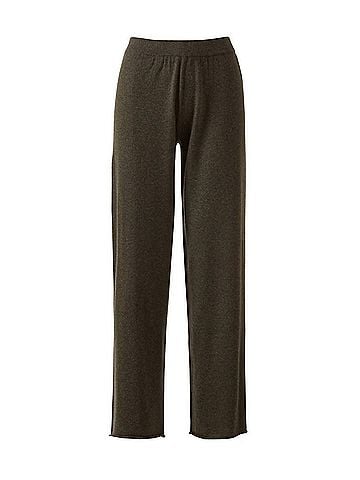 Kinross Women's Cashmere Straight-Leg Pant in Loden (view 1)