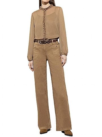 Luisa Cerano Authentic Wide-Leg Denim Pants in Hanf (view 2)
