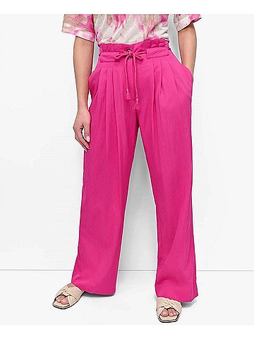 DKNY Tie-Front Wide-Leg Pants in Vivid Pink (view 2)