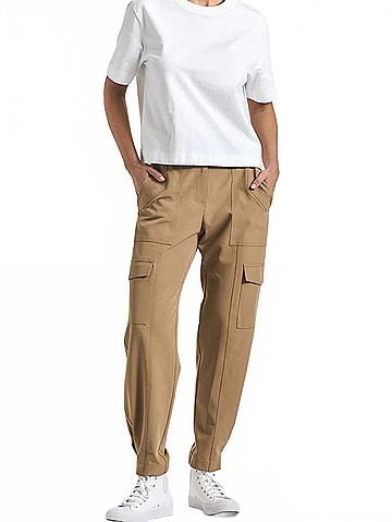 Derek Lam 10 Crosby Elian Tropical Stretch Suiting Trouser in Camel (view 2)