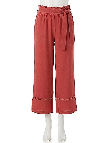 Coco + Carmen Karsyn Wide Leg With Eyelet Detail Pants in Dusky Terra Cotta (view 1)