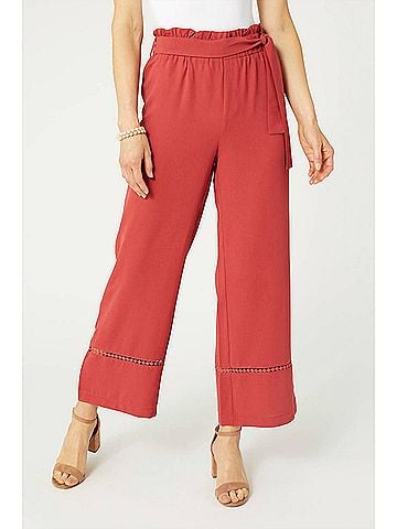 Coco + Carmen Karsyn Wide Leg With Eyelet Detail Pants in Dusky Terra Cotta (view 2)