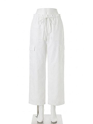 Victoria Beckham Cargo Trouser in White (view 1)