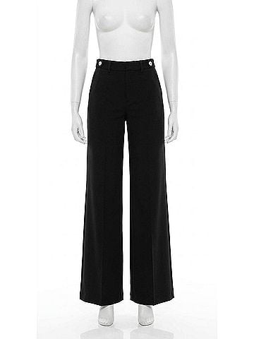Bianco Mika Wide Trouser With Rhinestone Buttons in Black (view 1)