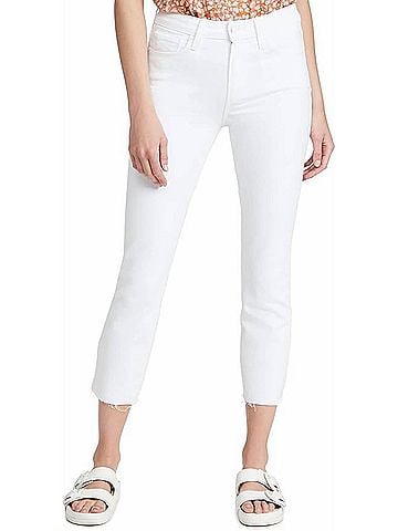 Paige Cindy Stretch Denim Crop Jeans in Crisp White (view 2)