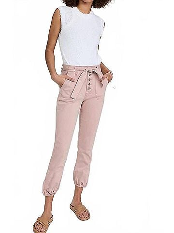 Paige Mayslie Joggers in Vintage Rouge Glow (view 2)