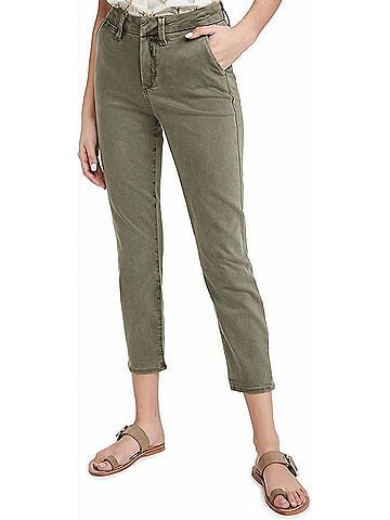 Paige Romy Welt Pocket Trouser in Vintage Ivy Green (view 2)