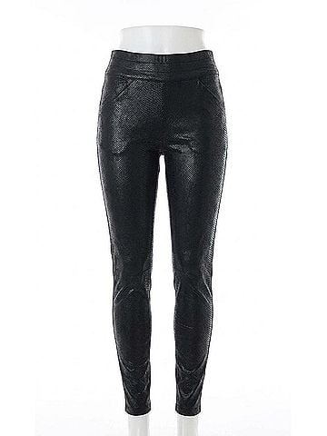 Bianco Faux Skin Flat Front Jogger Pant in Black (view 1)