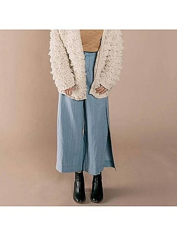 Rylee + Cru Wide Leg Pant in Dusty Blue (view 2)