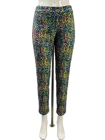 Samuel Dong Women's Knit Crepe Pants in Green Multi (view 1)