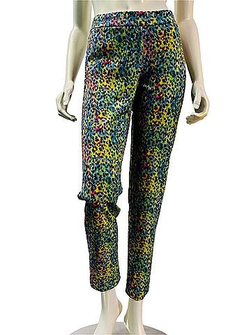 Samuel Dong Women's Knit Crepe Pants in Green Multi (view 2)