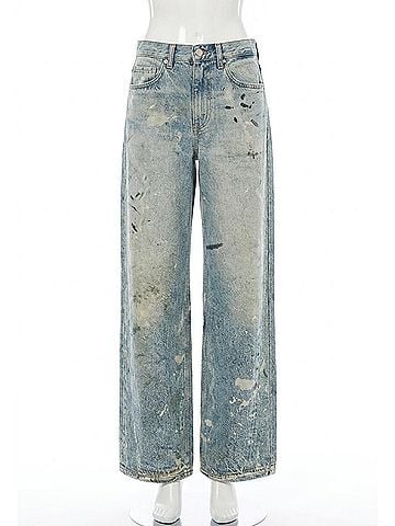 Gestuz Cornelia Wide Leg Jeans in Printed Denim Blue (view 1)